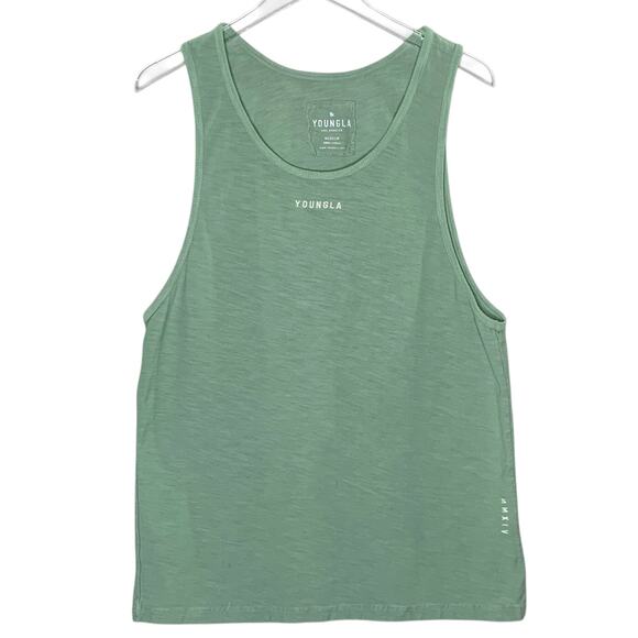 YoungLA M Mens 325 Marine Slub Tank Mint Wash Breathable Workout Gym - Picture 2 of 10